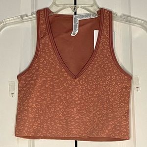 BNWT Athleta Women's Aurora Seamless Crop Rib Workout Tank (XXS, Peach/Coral)